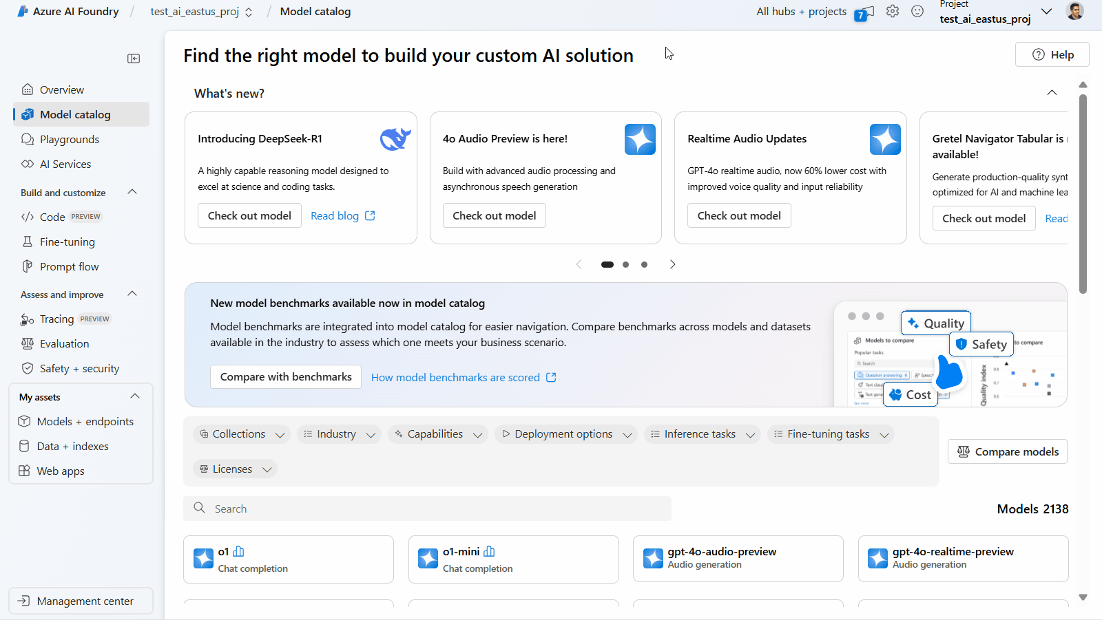 A GIF on how to use DeepSeek in model catalog on Azure AI Foundry and GitHub models.