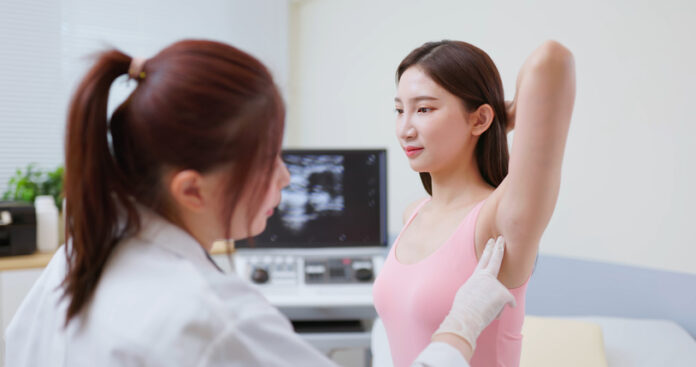 1700286102 woman lymph armpit examination. Node-Positive Breast Cancer
